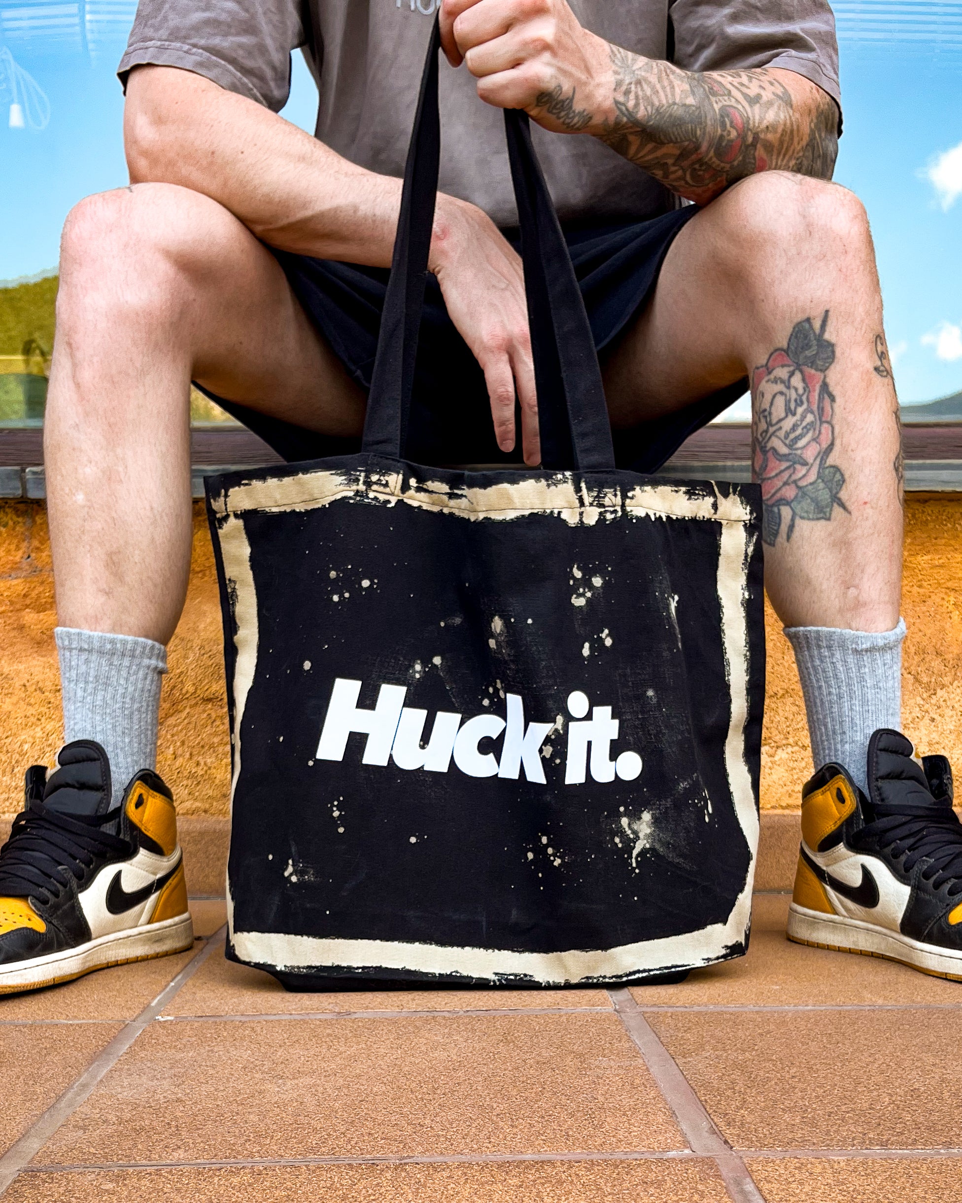 Huck it. Bleached tote bag